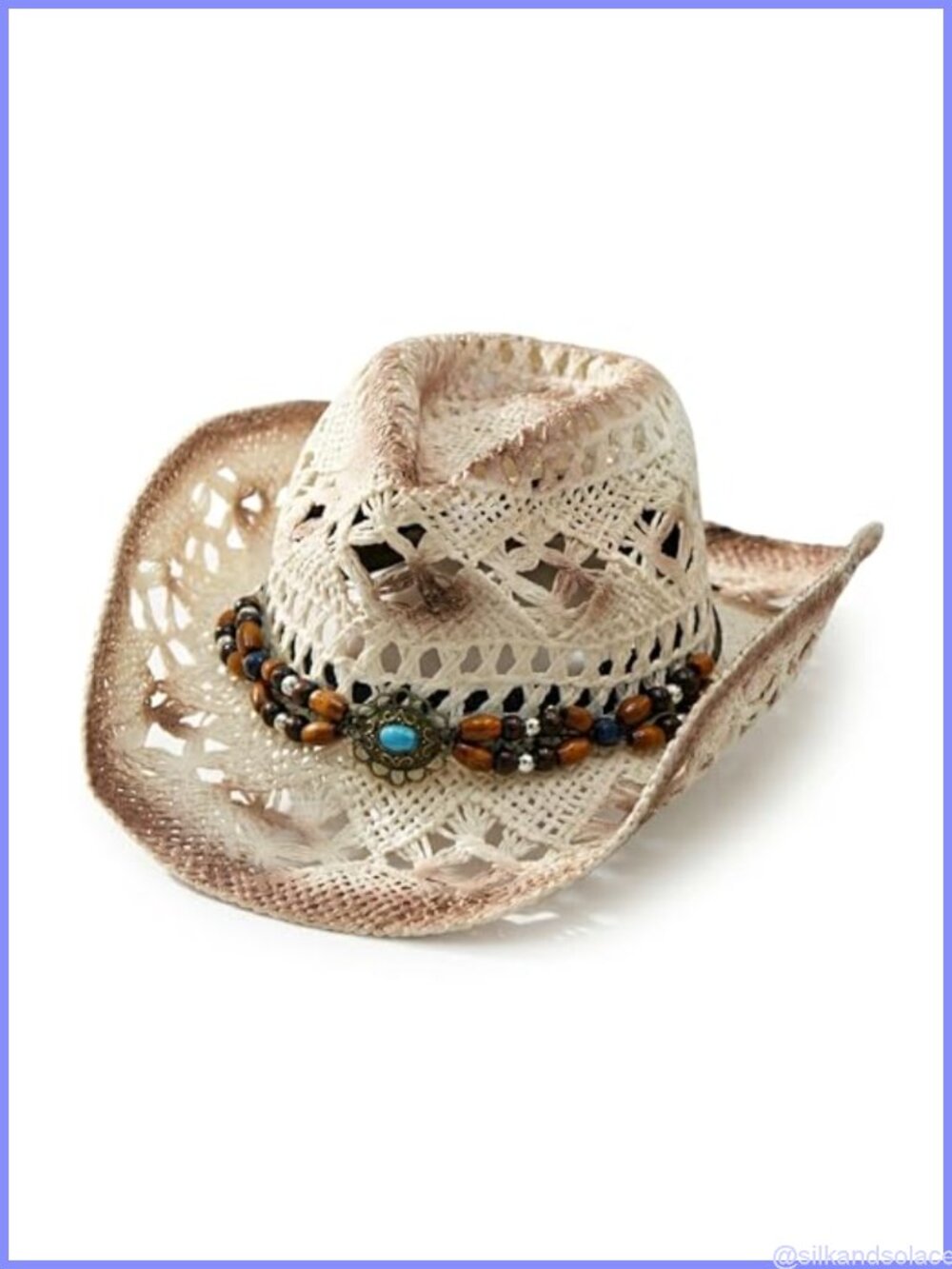 Unisex Western Straw Cowboy Hat Wide Brim Decorative Band Summer Sun Hat